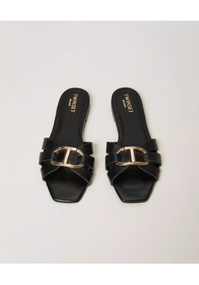 sandalias de pala de piel twin set