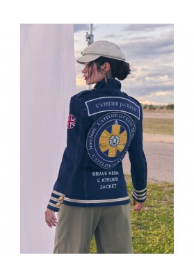 Chaqueta denim con escudo Le cruel