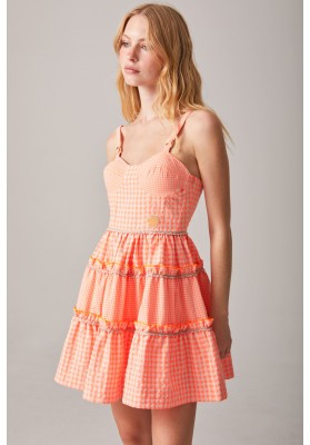 vestido cazuela vichy naranja