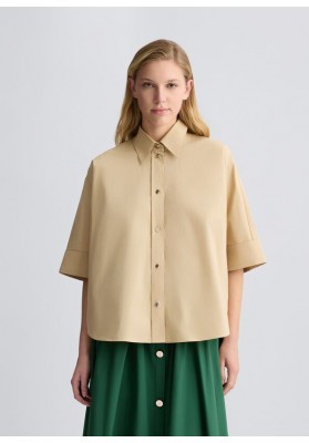 Camisa cuadrada de algodón beige