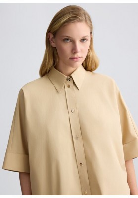 Camisa cuadrada de algodón beige