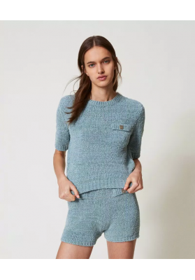 Jersey Cropped con boton oval twin set