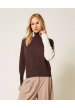 jersey de cuello cisne bicolor
