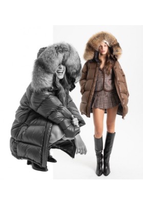 plumas largo oversize marron