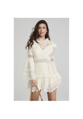vestido flor de invierno beige