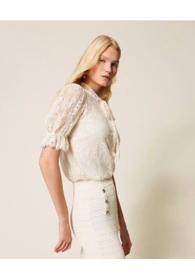 blusa encaje nácar