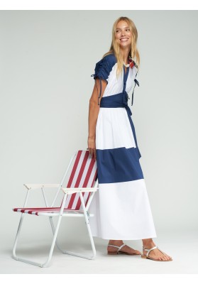 vestido blanco y azul popelin