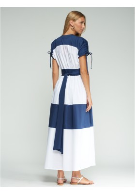 vestido blanco y azul popelin