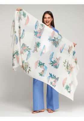 pañuelo estampado leopardos y sombrilla