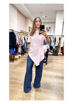 camiseta fruncido rosa