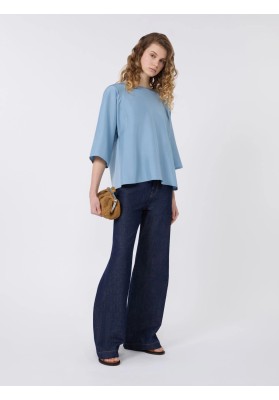 blusa seda azul claro