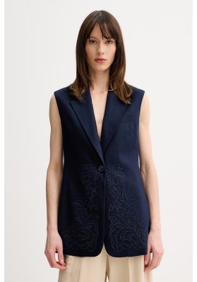 chaleco lino azul