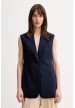 chaleco lino azul