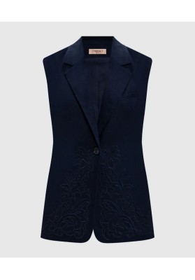 chaleco lino azul