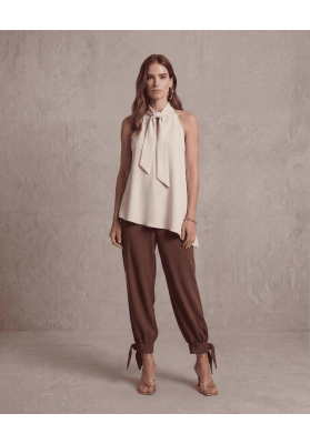 top cuello halter beige