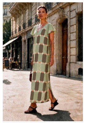 vestido granada agua manga corta
