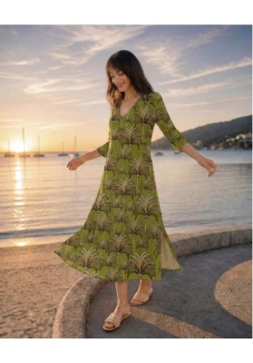 vestido estampado palma