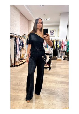 mono negro elastico escote asimetrico